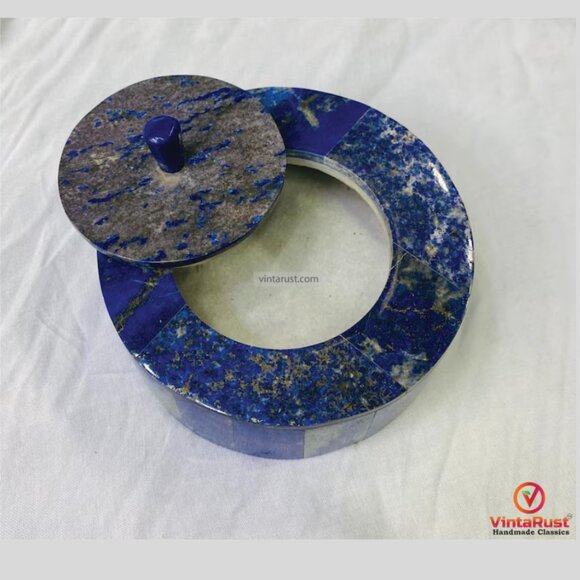 Handmade Lapis Lazuli Jewelry Box: Gemstone Storage Container